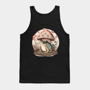 Cottagecore aesthetic frog on Mushroom Tank Top